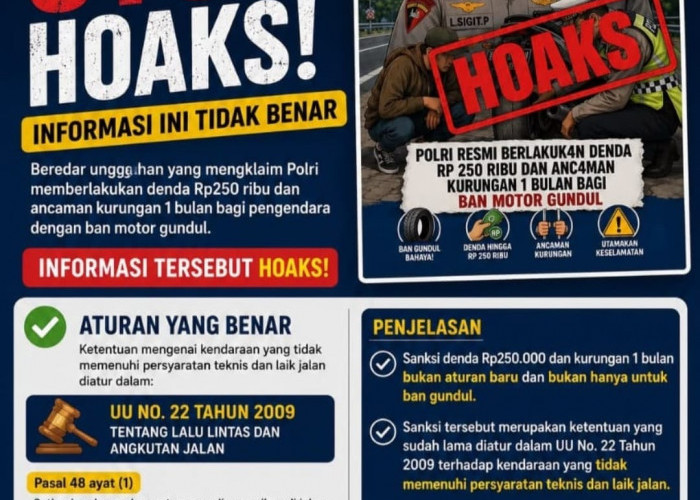 Hoaks! Korlantas Polri Tegaskan Tak Ada Aturan Baru atau Denda untuk Motor Ban Gundul