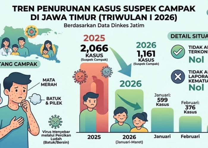 Dinkes Jatim Klaim Kasus Campak Awal 2026 Menurun Dibanding 2025