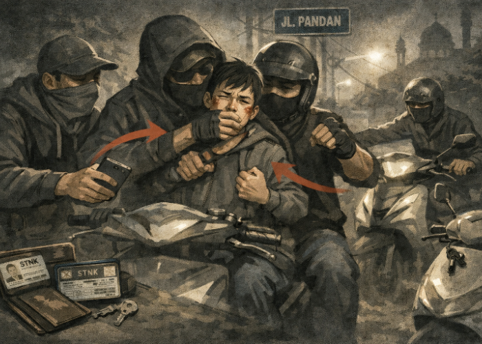 Pelajar Surabaya Dirampas Motor di Genteng, Pelaku Ancam Sajam dan Aniaya Korban