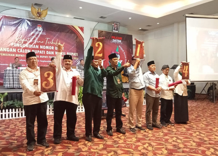 Pengundian Nomor Urut Paslon Bupati Tulungagung Ramai Adu Jargon Antar Pendukung 