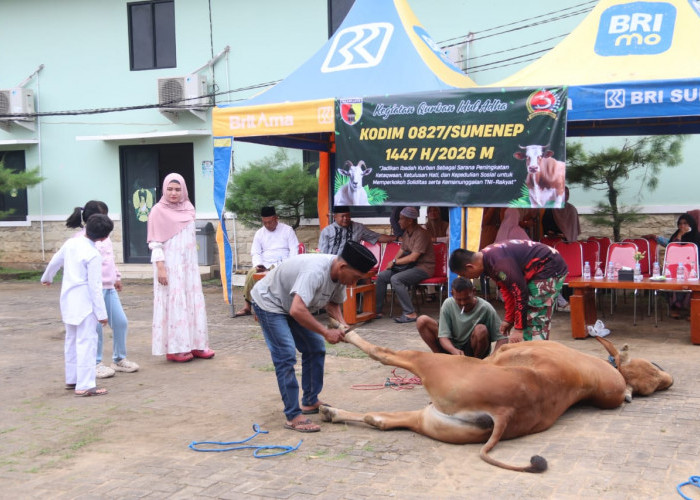 Semangat Berbagi Iduladha, Kodim Sumenep Sembelih Hewan Kurban untuk Warga
