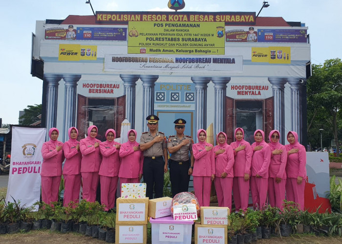 Suntikan Motivasi Arus Mudik, Ketua Bhayangkari Cabang Kota Besar Surabaya Tinjau Pos Pam Rungkut