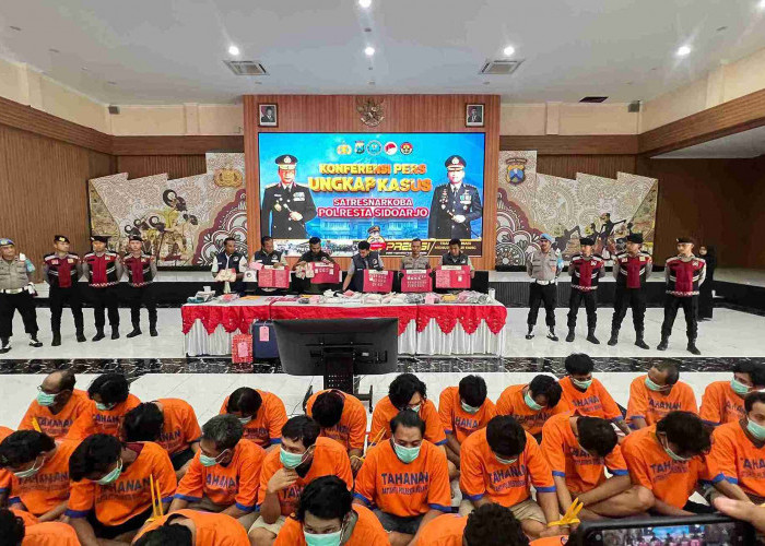 Satresnarkoba Polresta Sidoarjo Ungkap 65 Kasus Narkoba Selama September hingga Pertengahan Oktober