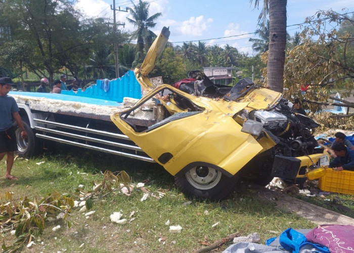 Truk Muatan Ikan Asal Lamongan Terguling di JLS Tulungagung, Sopir dan Kernet Terluka