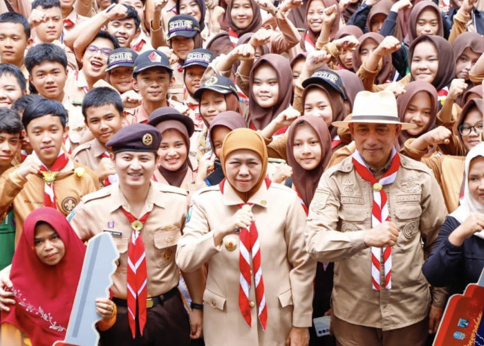 Peringatan Hari Pramuka, Khofifah Titip Misi Swasembada Pangan ke Generasi Muda