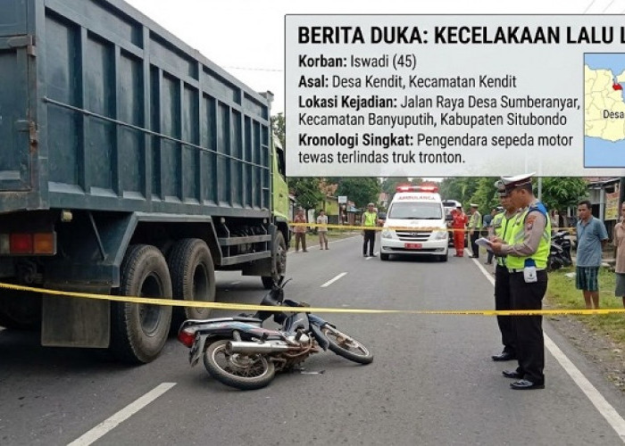 Terpeleset Saat Menyalip, Pemotor di Situbondo Tewas Terlindas Truk Tronton
