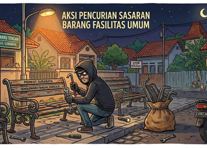 Pencuri Sandaran Kursi Besi Fasilitas Umum di Jalan Semolowaru Surabaya Dibekuk