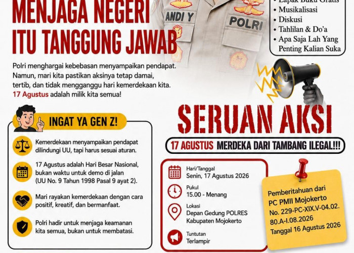 Peringatan HUT ke-81 RI, Polres Mojokerto Ajak PMII dan Masyarakat Jaga Kamtibmas Tetap Damai