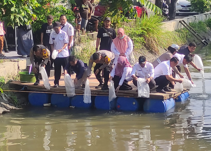 Dukung Ketahanan Pangan dan Kelestarian Lingkungan, PWI Jombang Tebar Benih Ikan Tawes