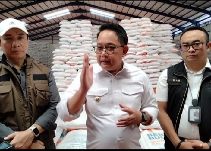 Pj Gubernur Jatim Tinjau Stok Beras Gudang Bulog Surabaya Utara