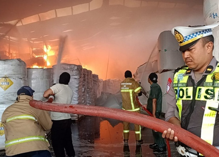 Kebakaran Hebat Hanguskan Gudang Bahan Baku PT Wings Surya di Driyorejo Gresik