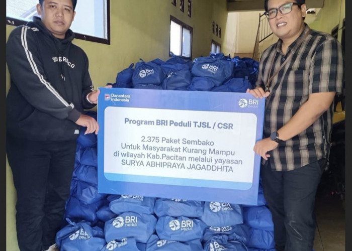 BRI BO Pacitan Bersama Yayasan Surya Abhipraya Jagaddhita Salurkan 2.375 Paket Sembako untuk Warga
