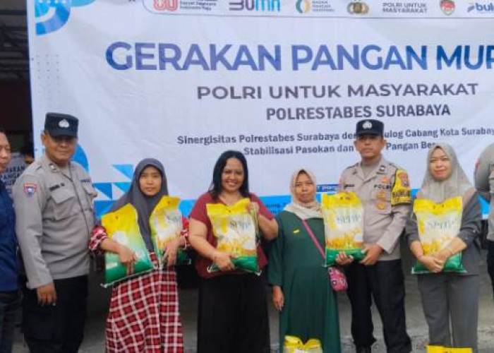 Polsek Lakarsantri Gelar Gerakan Pangan Murah, 100 Kantung Beras Ludes