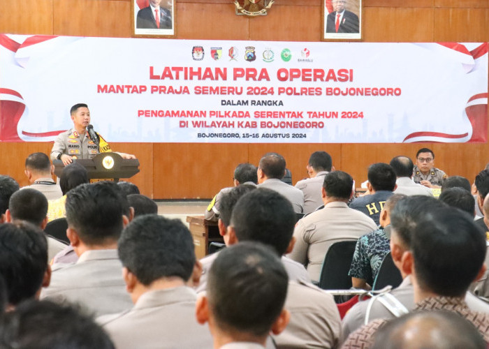 Jelang  Pilkada Serentak, Polres Bojonegoro Gelar Latihan Pra Operasional Mantap Praja Semeru 2024