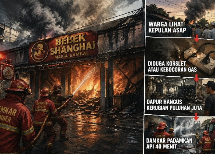 Kebakaran Dapur Restoran Bebek Shanghai Jember Trlan Kerugian Rp 50 Juta