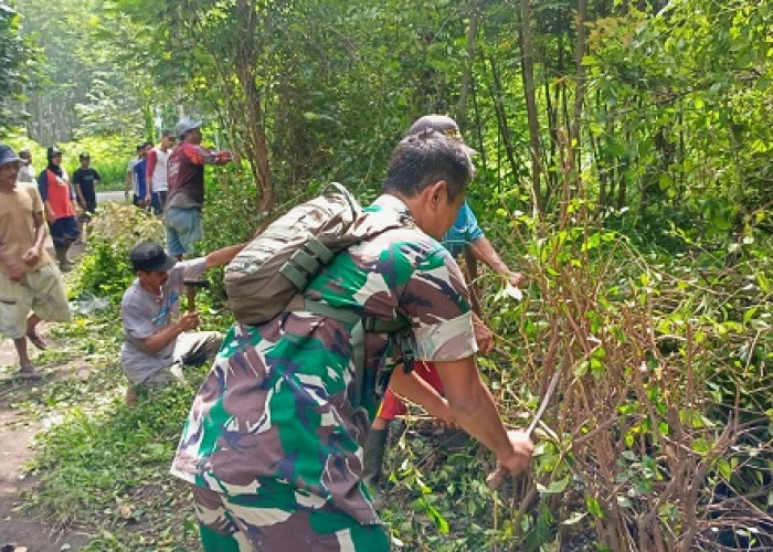 Babinsa dan Warga Tempeh Lor Bersihkan Jalan Setapak, Wujudkan Lingkungan Bersih dan Aman
