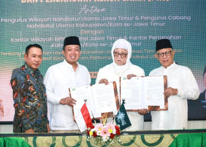 Kanwil BPN Provinsi dan Kantah se-Jatim MoU dengan PWNU, Menteri Nusron: Percepatan Sertipikasi Tanah Milik NU