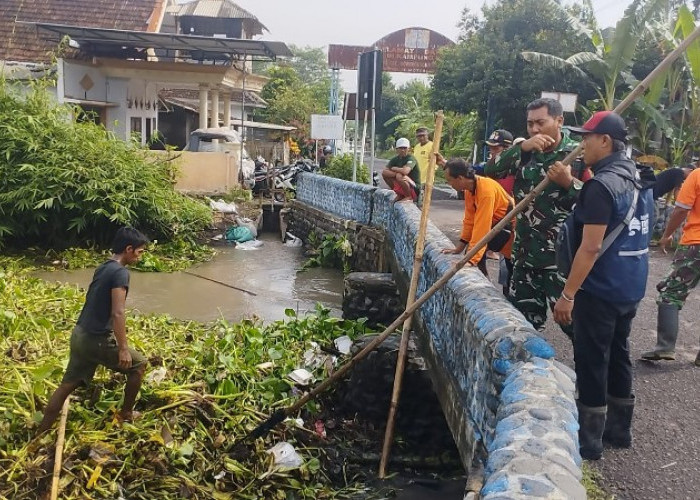 Cegah Banjir Babinsa Sidorejo Bersih-Bersih Kali Basin Lumajang
