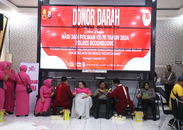 Polwan Polres Bojonegoro Gelar Donor Darah Peringati Hari Jadi Ke-76