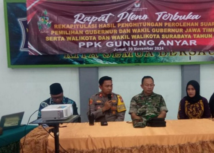 Kapolsek Gunung Anyar Ajak Semua Pihak Jaga Kondusifitas selama Rekapitulasi Pilkada