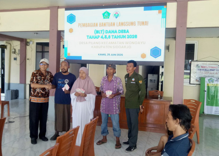 Gandeng Tiga Pilar, Pemdes Pilang Wonoayu Salurkan BLT-DD