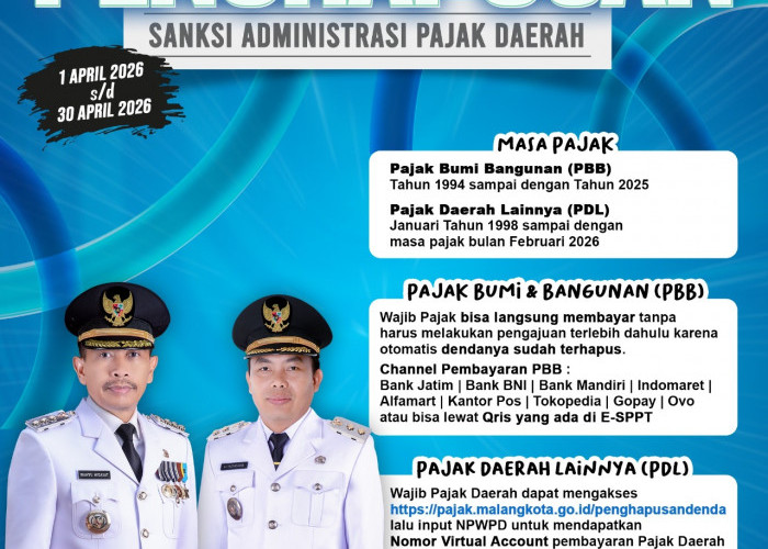 Kado HUT ke-112 Kota Malang, Bapenda Hapus Sanksi Administrasi Pajak Daerah 