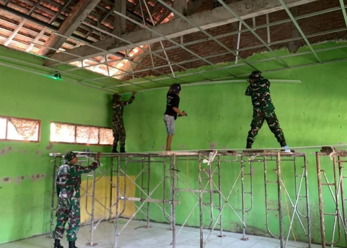 Ciptakan Lingkungan Belajar yang Layak, TMMD 129 Bojonegoro Rehab Ruang Kelas SD Kesongo