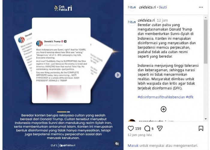 Waspada Cuitan Palsu Donald Trump yang Benturkan Sunni-Syiah di Indonesia