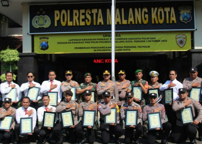 Kapolresta Malang Kota Beri Penghargaan Personel TNI-Polri Berdedikasi