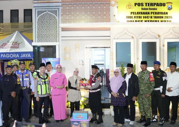 Kapolres Kediri Kota Dampingi Forkopimda Tinjau Pospam Malam Takbir Idulfitri