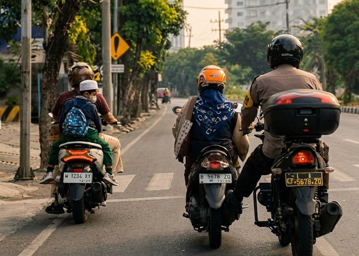 Kapolsek Wonocolo Bantu Ibu yang Motornya Mogok agar Anak Tetap Bisa Sekolah