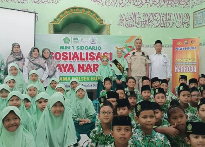 Polsek Buduran Edukasi Bahaya Narkoba kepada Pelajar MI 1 Sidoarjo Sejak Dini