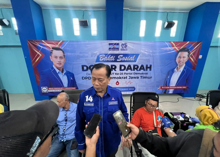 HUT Ke-25 Partai Demokrat, 2.400 Peserta Ikuti Donor Darah Serentak di 38 DPC se-Jatim