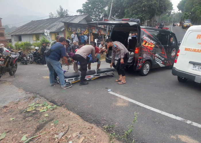 Polisi Sigap, 8 Korban Elf Rem Blong di Gotekan Pacet Dievakuasi ke Rumah Sakit