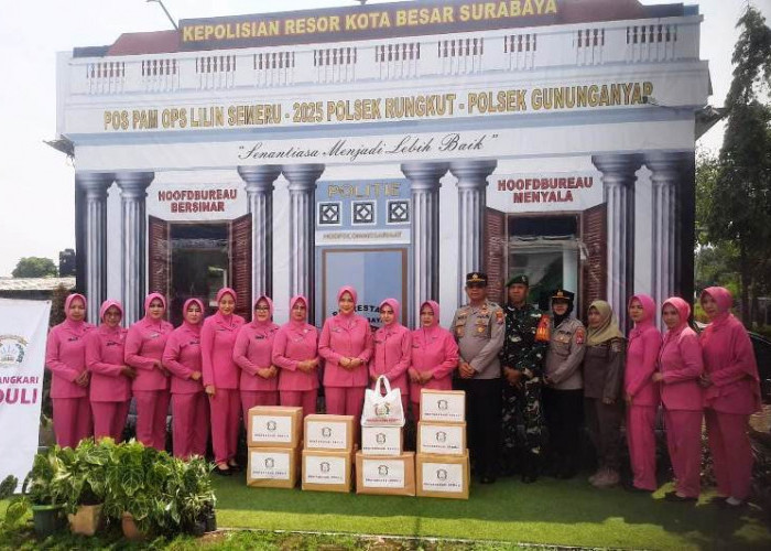 MERR Rungkut Siaga, Bhayangkari Beri Dukungan Moral di Pos Pam Semeru 2025