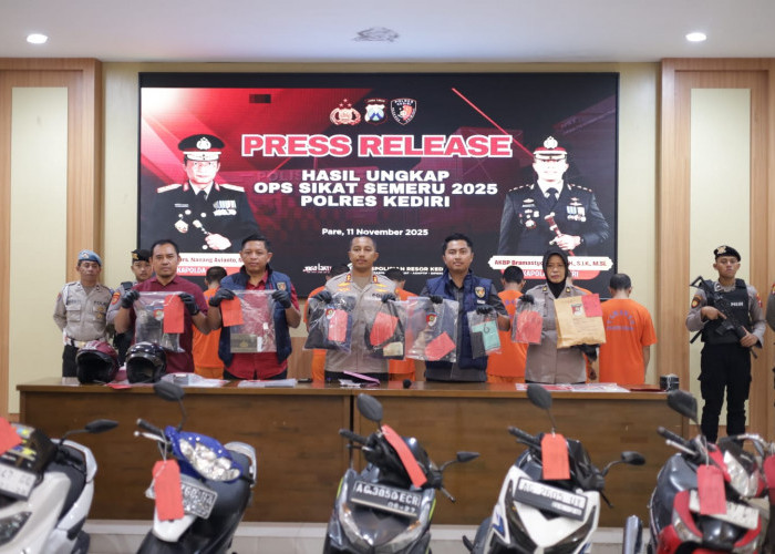 Operasi Sikat Semeru 2025, Polres Kediri Ungkap 15 Kasus dengan 14 Tersangka