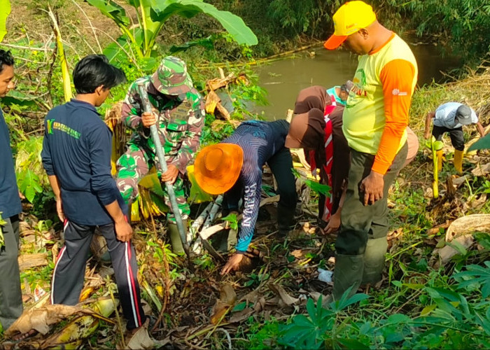 Aksi Hijau di Desa Kutorenon, Babinsa dan Warga Tanam Sukun di Area Sungai Pelosoan 