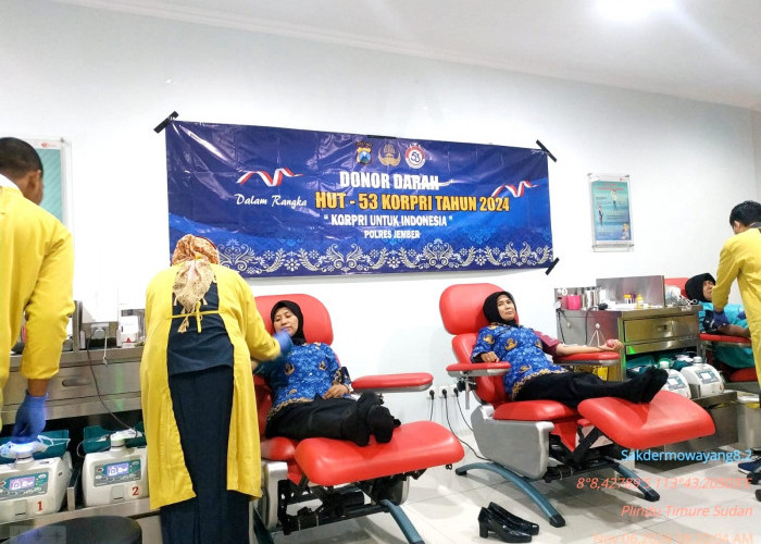 ASN Polres Jember Donor Darah, Tunjukkan Solidaritas di HUT Ke-53 Korpri