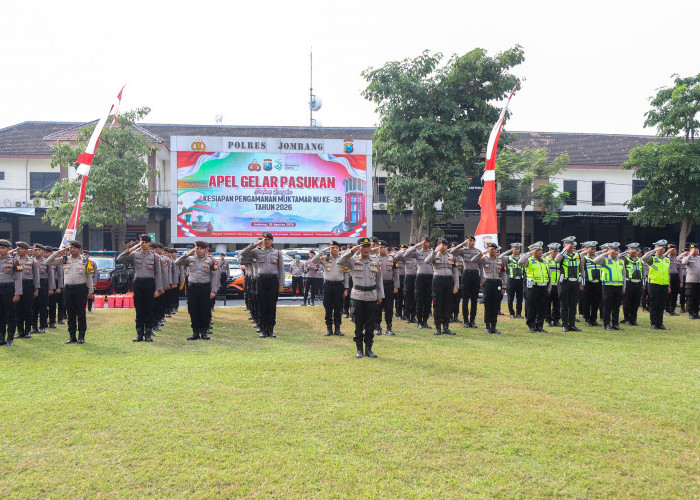 Polres Jombang Gelar Apel Pasukan Pengamanan Muktamar ke-35 NU 