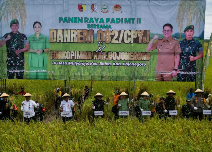 Danrem 082/CPYJ Panen Raya Padi Bersama Kelompok Tani Mulyorejo