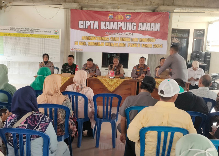 Polresta Sidoarjo Sosialisasi Kampung Aman Jelang Pemilu di Wonoplintahan Prambon