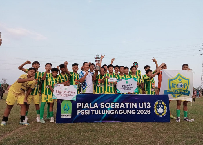 Muda Perkasa Juara Piala Soeratin U-13, Plt Bupati Tulungagung: Terus Dampingi Anak Raih Prestasi