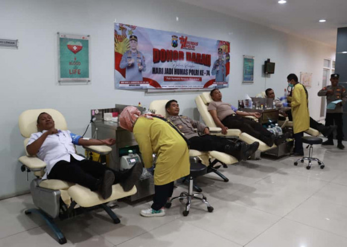 Peringatan HUT Ke-74 Humas Polri, Polres Jember Gelar Aksi Kemanusiaan Donor Darah, Terkumpul 57 Kantong