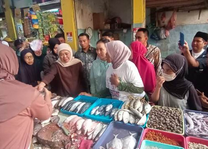 Borong Bapok di Pasar Soponyono, Khofifah Inginkan Masyarakat Sehat