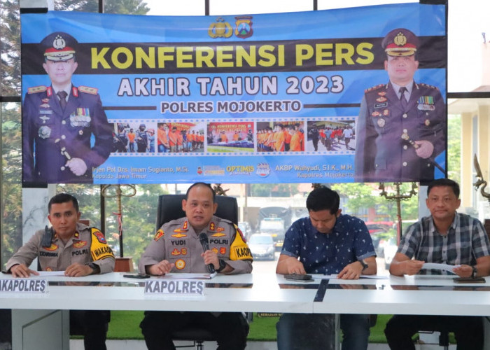 Kapolres Mojokerto Pimpin Rilis Ungkap Kasus Kejahatan Sepanjang 2023