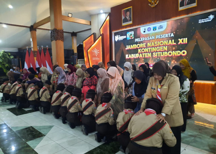 Pelepasan Kontingen Jamnas XII Situbondo Diwarnai Isak Haru Sungkeman Orang Tua