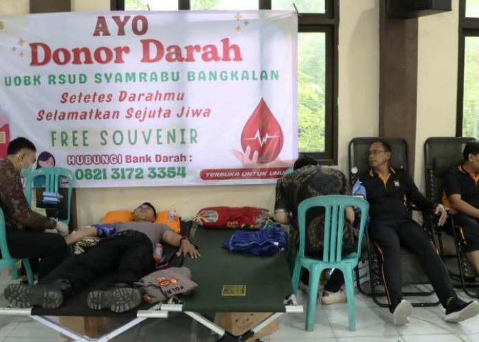 Polres Bangkalan dan RSUD Syamrabu Gelar Baksos Kesehatan Donor Darah