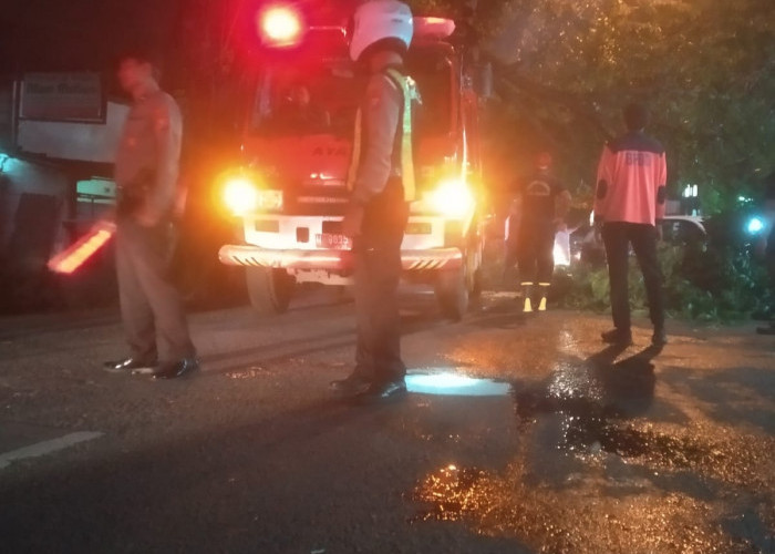 Respons Layanan Hotline 110, Polsek Waru Evakuasi Pohon Tumbang di Kedungrejo