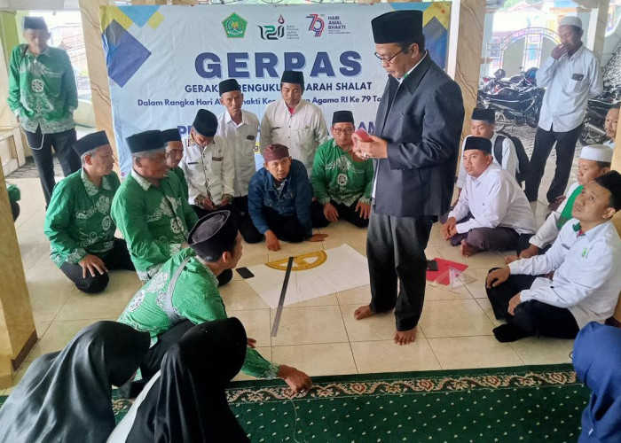 Dalam Rangka HAB Ke-79, Kemenag Probolinggo Lakukan Pengukuran Arah Sholat Serentak