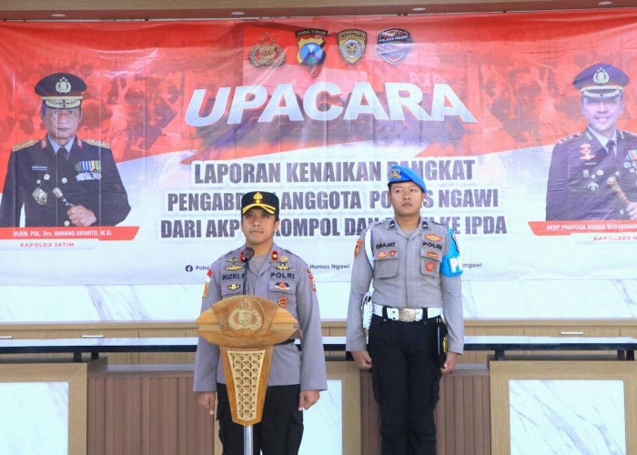 Polres Ngawi Gelar Upacara Kenaikan Pangkat Pengabdian 